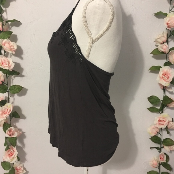 American Eagle *Halter* Top with Floral Mesh Trim - Picture 3 of 7